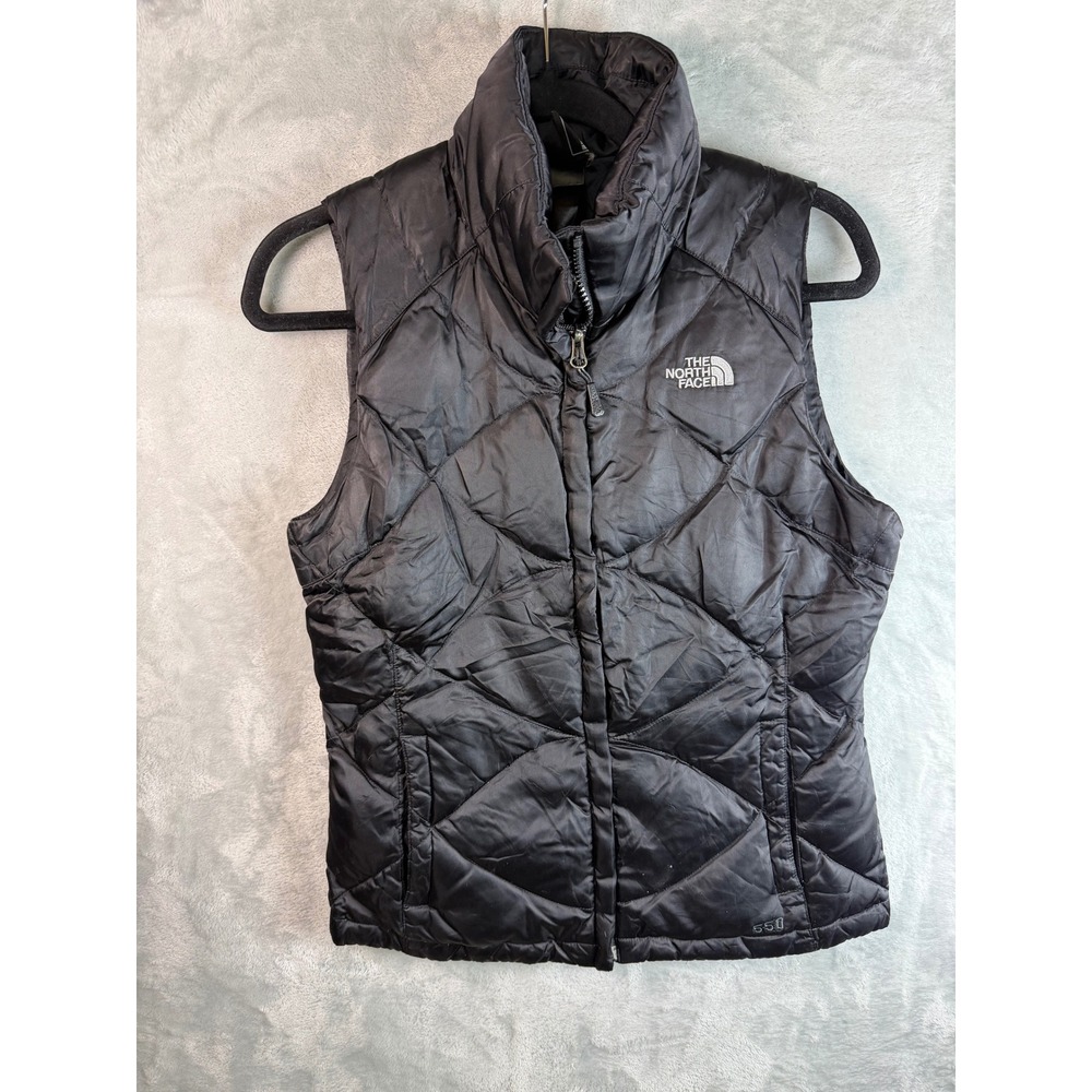 THE NORTH FACE 550 Down Vest Womens Black Quilted Insulated Full Zip